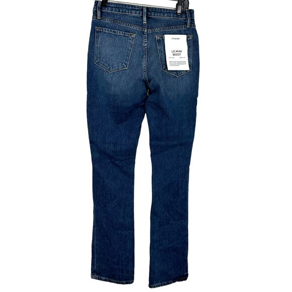 Frame NWT Le Mini Boot Snakeskin Leather Patchwork Front Jeans Size 25 Mid Rise - Picture 3 of 12